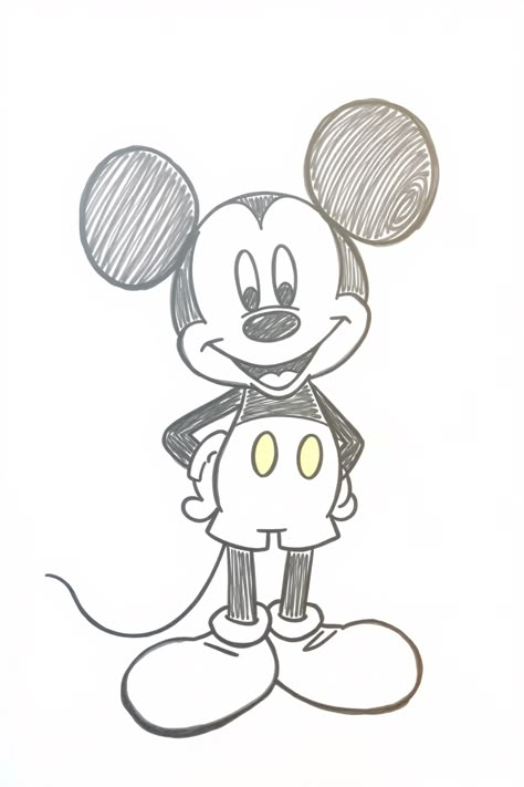 Check Out This Mickey Mouse Simple Drawing & 12+ Other Mickey Mouse Drawing Ideas! #drawing #drawinginspiration Pics To Draw Creative, Disney Art Mickey Mouse, How To Draw Mickey Mouse Easy, Easy Disney Drawing, Micky Mouse Sketch To Draw, Things To Draw Disney Characters Sketch, Mickey Mouse Art Draw, How To Draw Mickey Mouse, Easy Drawings Cartoons