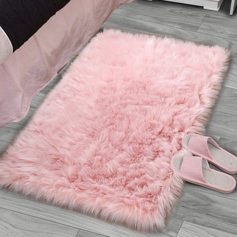 Floor Sofa Living Room, Carpet Nursery, Girly Pink Bedroom, White Area Rugs, Faux Fur Area Rug, Area Rugs For Bedroom, Black Bedroom Design, Fluffy Rugs, Pink Area Rugs