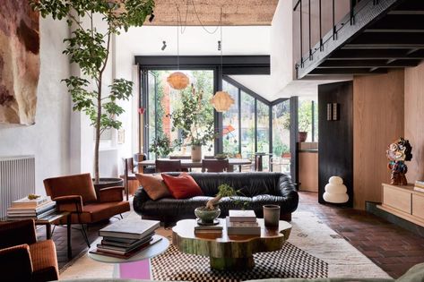 Troye Sivan’s home is a cosy and plant-filled Melbourne oasis - Vogue Australia Vintage Midcentury Modern Living Room, Moody 70s Living Room, Old Meets New Interior Design, Bold House Colors Interiors, Contemporary Eclectic Interior Design, Moody Mexican Decor, Modern Whimsical Interior Design, Post Modern Decor, Interesting Interior Design