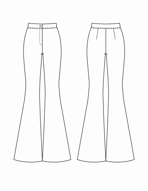 ANELISE - Bell Bottom Pants Pattern Clothing Sketches Pants, How To Draw Flare Pants, Flared Pants Drawing, Bell Bottom Pants Pattern Sewing, Free Flare Pants Pattern, 70s Pants Pattern, Flare Pants Drawing, Bell Bottoms Drawing, Flared Pants Pattern Free