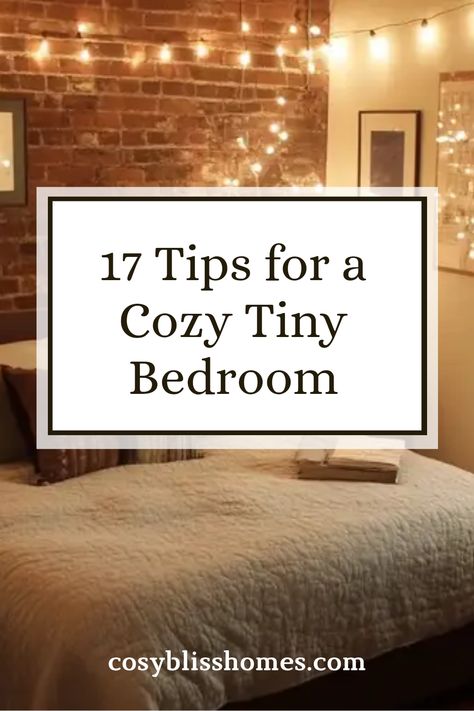 Ready to make the most of your small space? Check out these 17 ingenious tips to turn your cozy tiny bedroom into a stylish sanctuary. Discover clever design tricks, smart storage options, and decor ideas that will help you maximize every square inch! From adding layers with plants for airiness to clever furniture arrangements, we help you find the secret solutions to create a welcoming sleep space. Whether you're a minimalist or a decor enthusiast, these tips are perfect for any style. Let's create big vibes in your small bedroom! Comfy Small Bedroom Ideas, Small Bedroom Modern Ideas, Making Bedroom Look Bigger, Big Bed Tiny Room, Cosy Small Bedroom Ideas Simple, Best Beds For Small Rooms, Box Room Bedroom Ideas For Adults, Bed Nook Decor, Dreamy Small Bedroom