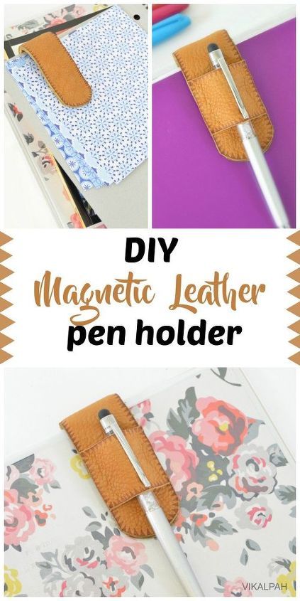 Leather Diy Gifts, Pen Gift Wrapping Ideas, Scrap Leather Projects, Diy Leather Gifts, Pen Holder Diy, Diy Bookends, Leather Pen Holder, Diy En Cuir, Leather Glue