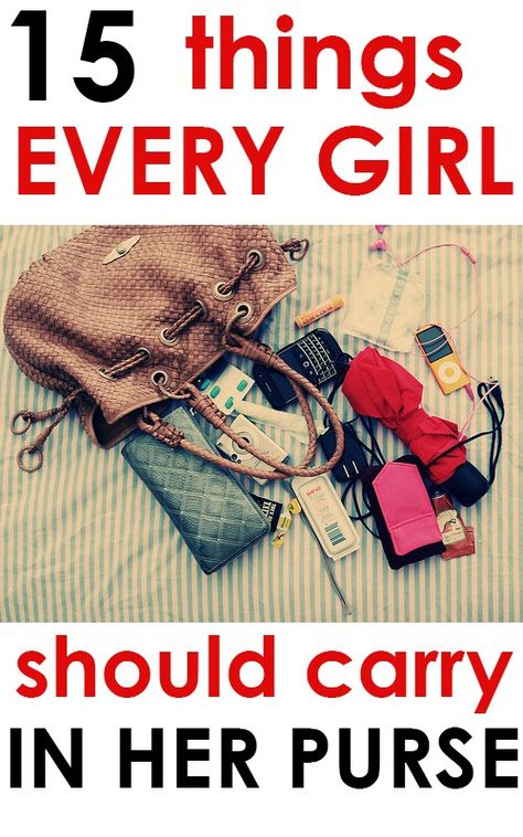 Girls, you know that your purse is almost like a best friend. You also know that there are some things you should always carry in your purse. You go nowhere without that purse, and when you don't have it on you, you feel like a part of you is missing.... Purse Hacks, Things Every Girl Should Have, Purse Must Haves, Purse For Teens, What's In My Purse, Life Hacks Every Girl Should Know, Girl Hacks, In My Purse, Purse Essentials