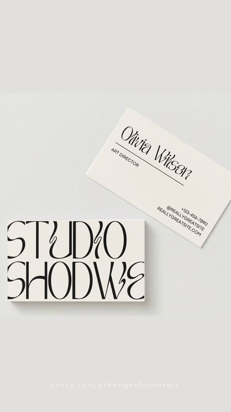 Beige Black Contemporary Creative Typography Business Card - FREE Canva Pro Template Calling Card Aesthetic, Chic Business Card Design, Business Card Design Personal, Beauty Brand Business Card, Contemporary Business Card Design, Typographic Business Card, Sleek Business Cards, Fancy Business Cards, Business Card Examples