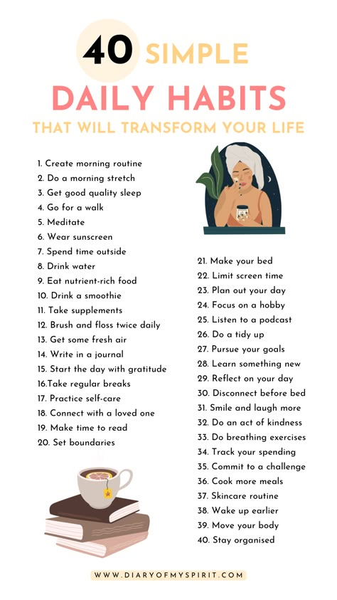 Stuck in a rut or looking to upgrade your life? You need to set daily habits to improve your life. They don’t need to be drastic to make a huge difference. Check out this article to start setting healthy, productive and successful daily habits today! Healthy Habits Motivation, Habits Motivation, Best Habits, Habits To Improve Your Life, Healthy Life Hacks, Upgrade Your Life, Atomic Habits, Habits To Start, Healthy Quotes