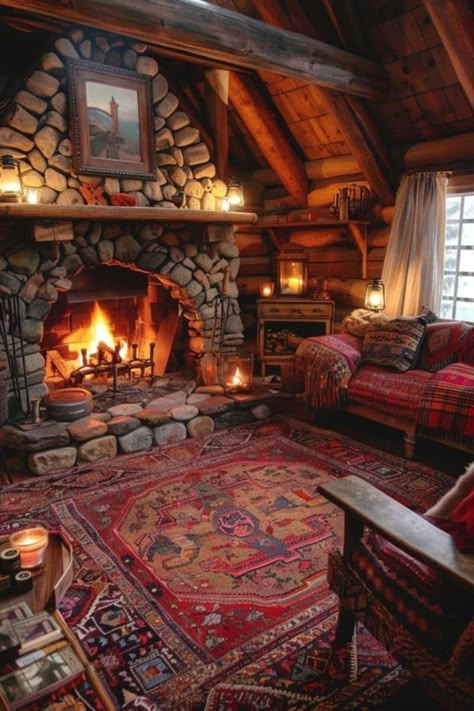 Cozy Small Cabin, Small Cabin Interior Ideas, Barndominium Decor, Rustic Cabin Ideas, Cool Cabins, Cabin Construction, Cabin Interior Ideas, Traditional Log Cabin, Small Cabin Interiors