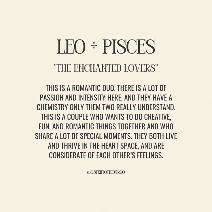 the poem leo and pisces is written in black ink on a white background