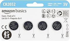 Amazon Basics 4-Pack CR2032 Lithium Coin Cell Battery, Compatible with AirTag, 3 Volt, Long Lasting Power, Mercury-Free