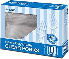 POSATE Heavy Weight Plastic Forks, Clear Disposable, 100 Count