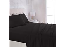 Amazon Basics Lightweight Super Soft Easy Care Microfiber 4-Piece Bed Sheet Set with 14-Inch Deep Pockets, Queen, Black, Soli