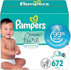 Pampers Aqua Pure Sensitive Baby Wipes, 99% Water, Hypoallergenic, Unscented Baby Wipes, 672 Baby Wipes Total (12 Flip-Top Pa