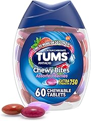 TUMS Chewy Bites Antacid Tablets for Chewable Heartburn Relief and Acid Indigestion Relief, Assorted Berries - 60 Count