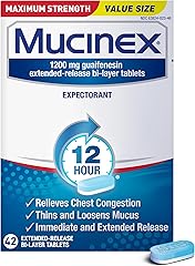 Mucinex 12 Hour 1200mg Maximum Strength Guaifenesin Chest Congestion & Mucus Relief, Guaifenesin Expectorant Aids Mucus Remov