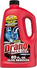 Drano Max Gel Drain Clog Remover and Cleaner for Shower or Sink Drains, Unclogs and Removes Hair, Soap Scum and Blockages, 80