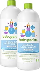 Babyganics Foaming Dish & Bottle Soap, Fragrance Free, Plant-Derived Cleaning Power, Removes Dried Milk, 32 Fl Oz (Pack of 2)