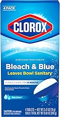 Clorox Ultra Clean Toilet Tablets Bleach & Blue, Rain Clean, 4 Ct (Package May Vary)