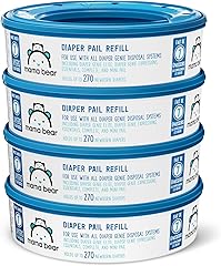 Amazon Brand - Mama Bear Diaper Pail Refills for Diaper Genie Pails, Unscented, 1080 Count (4 Packs of 270 Count)