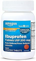 Amazon Basic Care Ibuprofen Tablets 200 mg, Pain Reliever/Fever Reducer, Body Aches, Headache, Arthritis Pain Relief and More