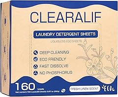 CLEARALIF Laundry Detergent Sheets Up to 160 Loads, Fresh Linen - Great For Travel,Apartments, Dorms,Laundry Detergent Strips