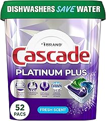 Cascade Platinum Plus Dishwasher Pod, Dish Detergent ActionPacs Dish Pods, Fresh, 52 Count