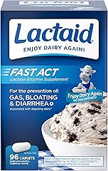 Lactaid Fast Act Lactose Intolerance Caplets with Lactase Enzyme to Prevent Gas, Bloating & Diarrhea Due to Digesting Dairy, 