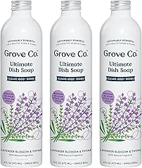 Grove Co. Ultimate Dish Soap Refills (3 x 16 Fl Oz) Removes 48-hr Stuck-on Food and Grease, Plastic Free Cleaning Products, 1