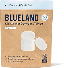 BLUELAND Dishwasher Detergent Tablet Refill 60 Count- Plastic-Free & Eco Friendly Alternative to Liquid Pods or Sheets - Natu