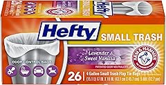 Hefty Small Garbage Bags, Flap Tie, Lavender & Sweet Vanilla Scent, 4 Gallon, 26 Count