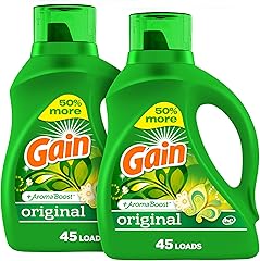 Gain Laundry Detergent Liquid Soap Plus Aroma Boost, Original Scent, HE Compatible, 90 Loads Total, 65 Fl Oz (Pack of 2)