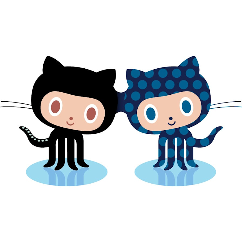 Two octocats with connected heads