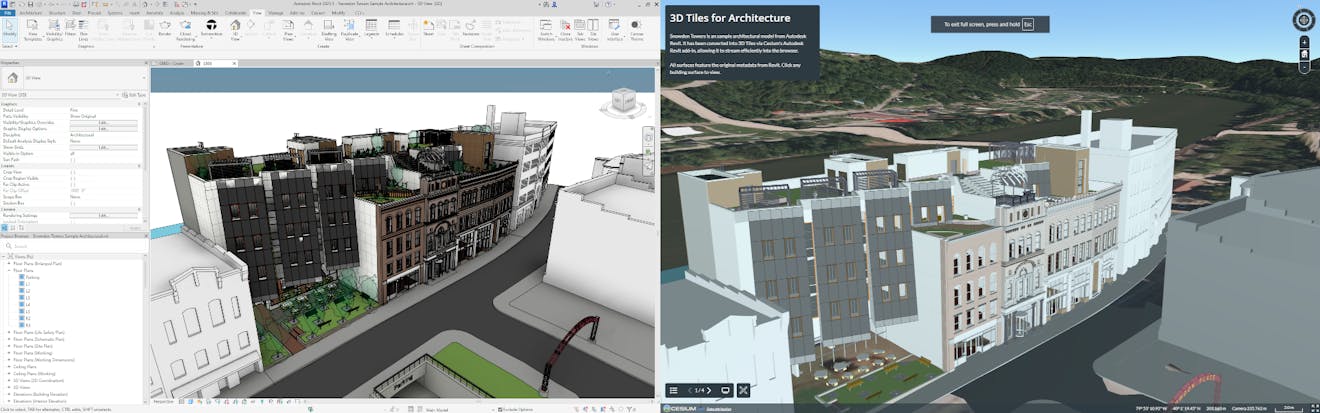 Cesium ion for Autodesk Revit enables you to effortlessly export your Autodesk Revit designs to Cesium ion and stream them as 3D Tiles to CesiumJS and other applications. Follow this guide to connect Autodesk Revit to Cesium ion.