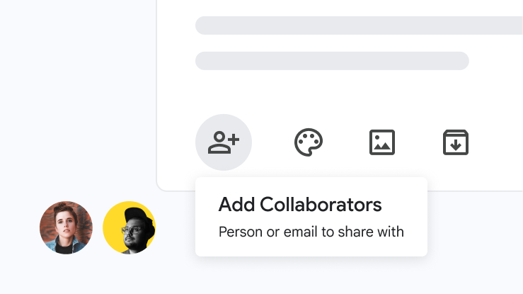 UI of collaborators added to a Keep note