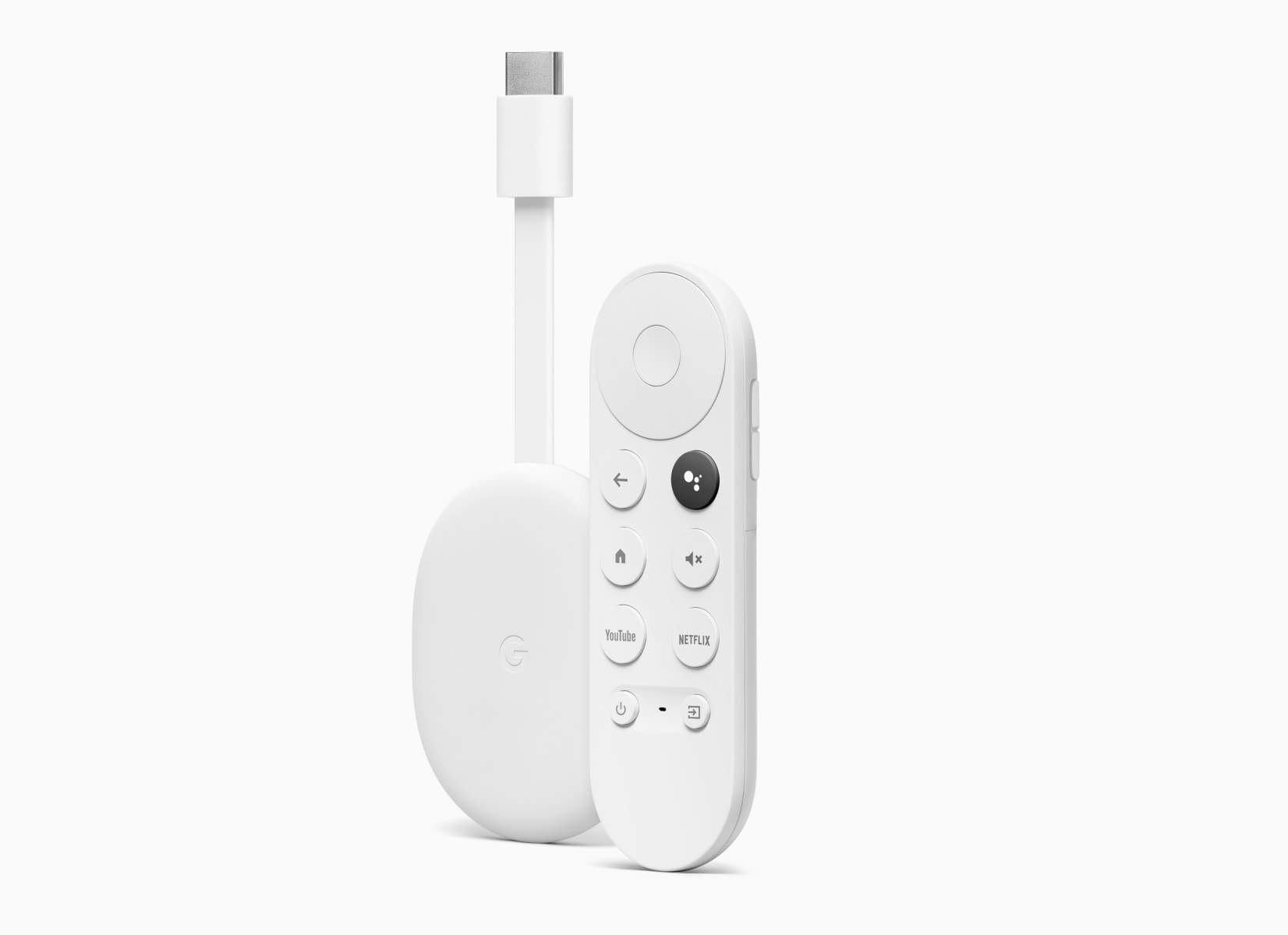 Front view of Chromecast with Google TV in Snow