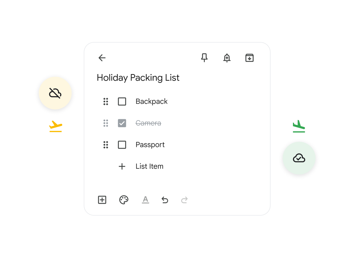 UI of a tick-box list available offline