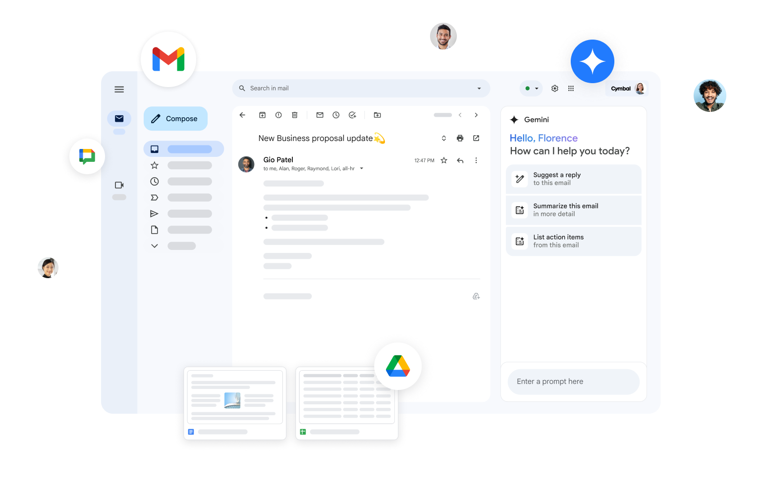 Gemini in Gmail helps users suggest replies, summarize emails, and list action items.