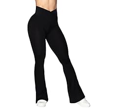 Sunzel Flare Leggings, Crossover Yoga Pants with Tummy Control, High-Waisted and Wide Leg