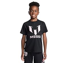 Messi Boys' Lifestyle Short Sleeve T-Shirt, Standard Fit Logo Tee, Cotton Blend Fabric