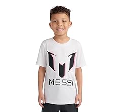 Messi Boys' Lifestyle Short Sleeve Top, Standard Shirt with Logo, Comfortable Fit