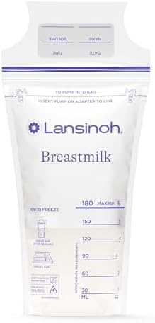 Lansinoh Breastmilk Storage Bags, 200 Count, Baby Essentials, Fast Freeze & Thaw Breast Milk Bags for Baby Bot