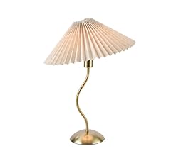 KUNJOULAM Small Pleated Table Lamp, Bedside Nightstand Lamp with Beige Lampshade, Morden Mini Lamp for Bedroom Home Office …