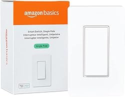 Amazon Basics Smart Switch, Single Pole, Works with Alexa Only, 2.4 GHz Wi-Fi, No Hub Required, White