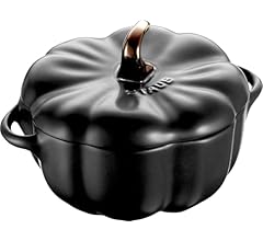 STAUB 0.5-qt Petite Ceramic Pumpkin, Oven & Stove Safe up to 572°F, Baking Dish, Candy Dish, Matte Black