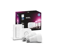 Philips Hue Smart Light Starter Kit - Includes (1) Bridge, (1) Dimmer Switch and (2) 60W A19 LED Bulb, White and Color Ambi…