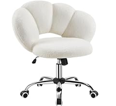 Yaheetech White Office Desk Chair | Boucle Upholstered | Cloud-Shaped | Living Room, Bedroom | Rolling Wheels