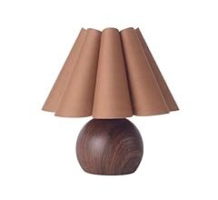 KUNJOULAM Cute Small Table Lamp, Modern Bedside Nightstand Lamp with Coffee Lampshade, Metal Base for Bedroom Home Office D…