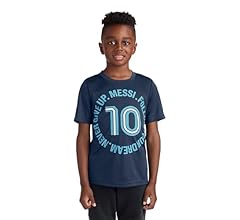 Messi Boys' Lifestyle Short Sleeve Top, Standard Shirt with Logo, Comfortable Fit