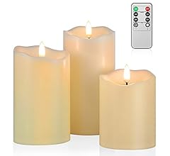 ANGELLOONG Flickering Flameless Candles, Most Realistic LED Candles with Remote and Timer, Set of 3 Battery Operated Candle…