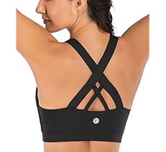 RUNNING GIRL Sports Bra for Women, Criss-Cross Back Padded Strappy Sports Bras Medium Support Yoga Bra with Removable Cups