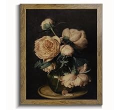 Moody Vintage Flower Print - Dark Floral Still Life Picture - Framed Canvas Prints Wall Art Home Decor - Vintage Landscape …