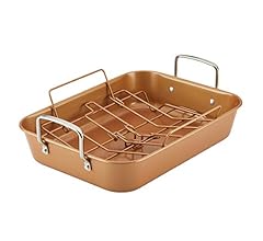 Ayesha Curry Nonstick Roaster / Roasting Pan with Rack - 11 Inch x 15 Inch, Brown